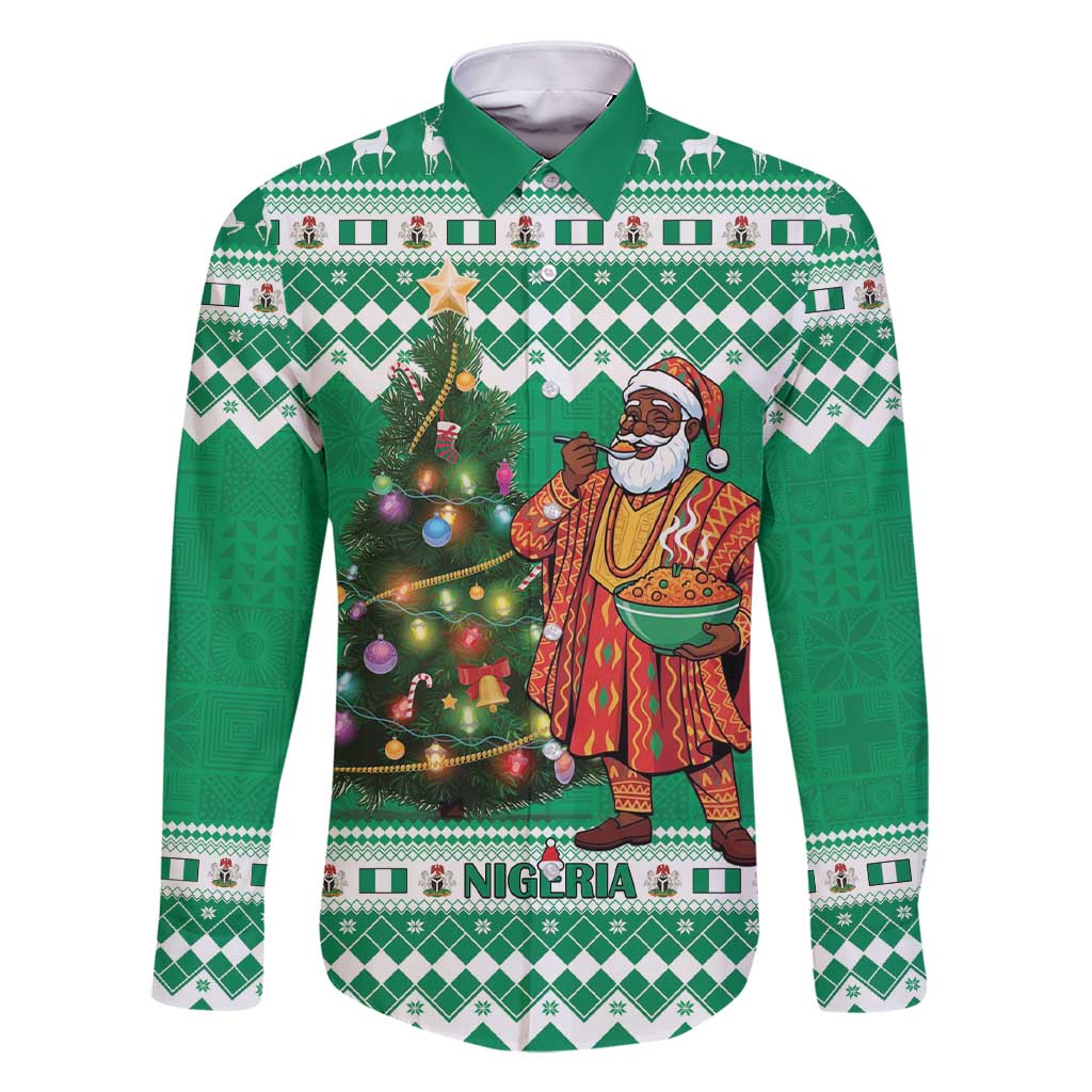 Personalized Nigeria Christmas Family Matching Short Sleeve Bodycon Dress and Hawaiian Shirt Black Santa With Jollof Rice - Wonder Print Shop