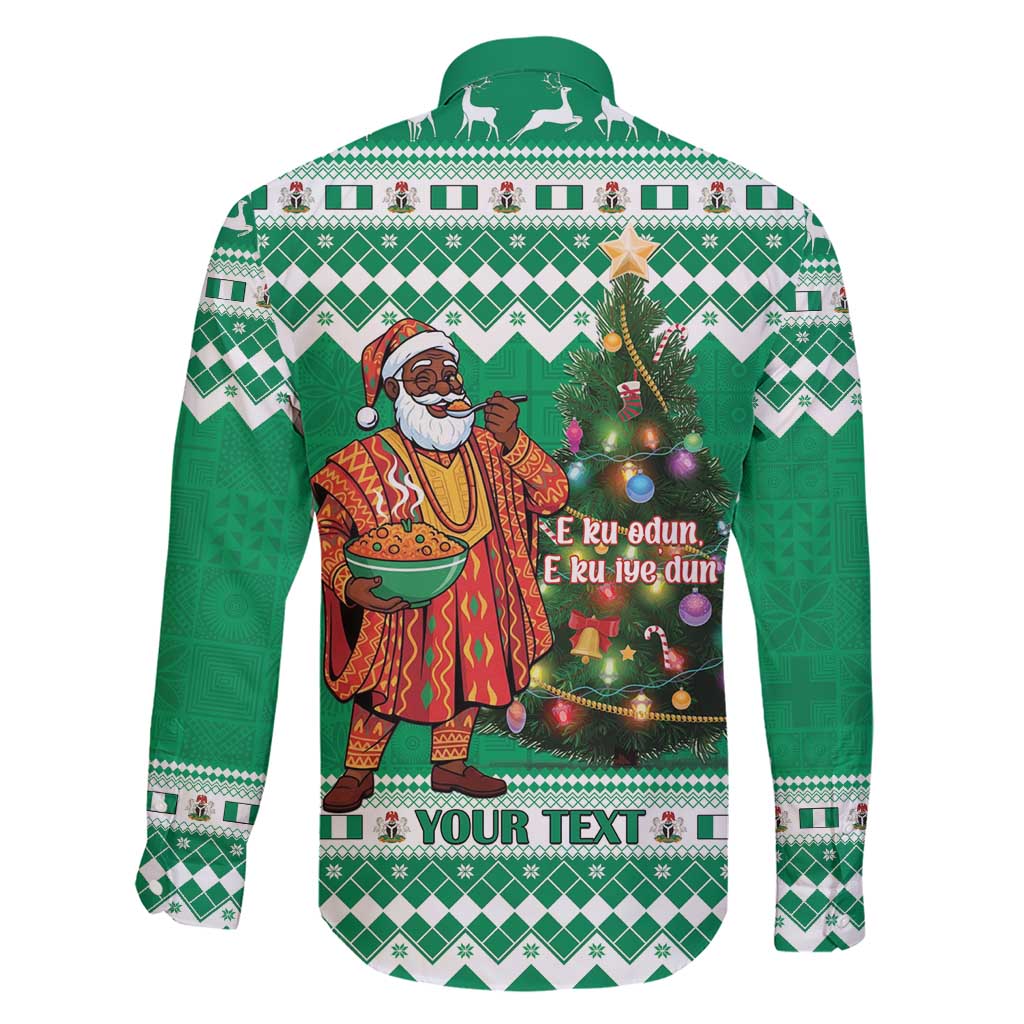 Personalized Nigeria Christmas Family Matching Short Sleeve Bodycon Dress and Hawaiian Shirt Black Santa With Jollof Rice - Wonder Print Shop