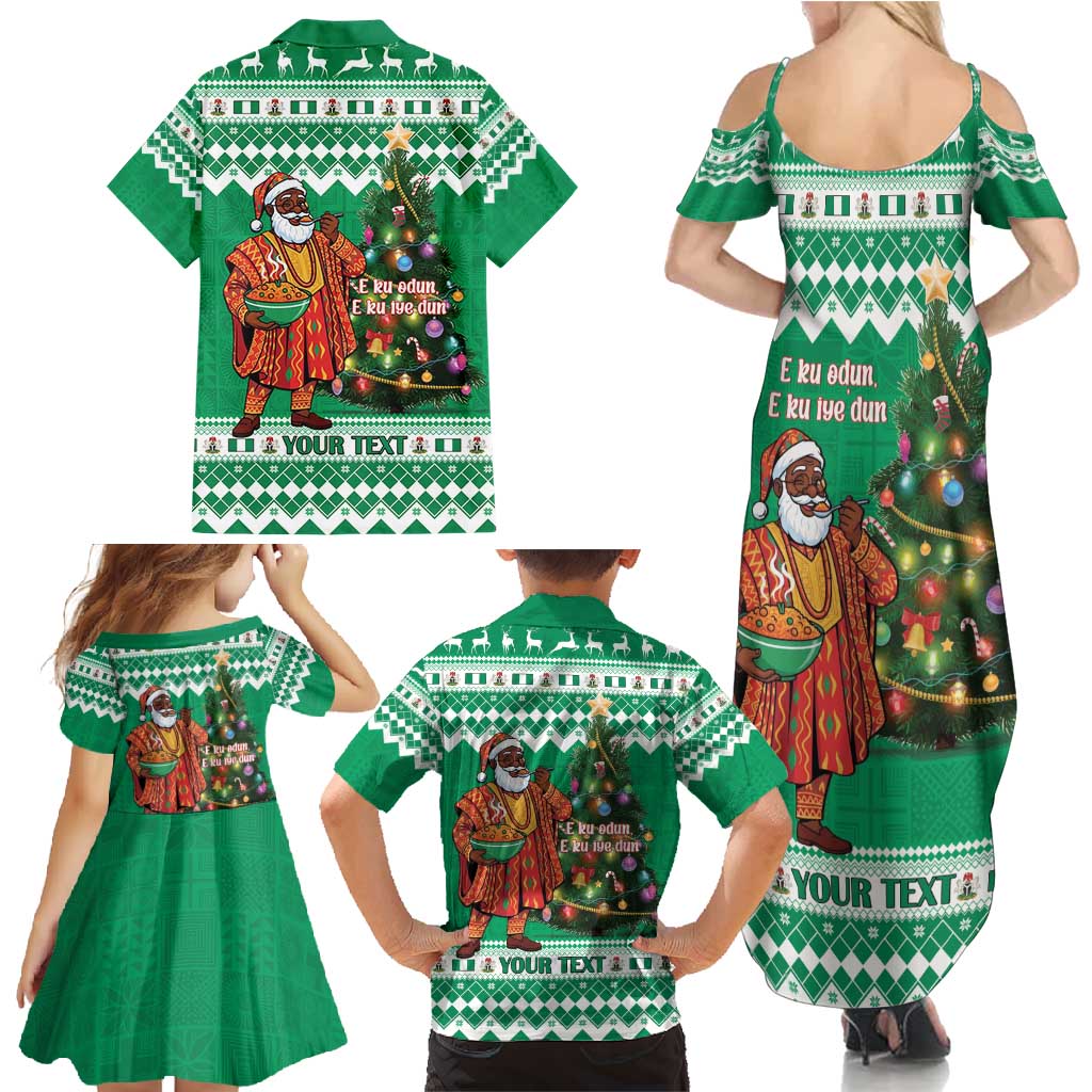 Personalized Nigeria Christmas Family Matching Summer Maxi Dress and Hawaiian Shirt Black Santa With Jollof Rice - Wonder Print Shop