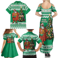 Personalized Nigeria Christmas Family Matching Summer Maxi Dress and Hawaiian Shirt Black Santa With Jollof Rice - Wonder Print Shop