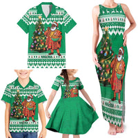 Personalized Nigeria Christmas Family Matching Tank Maxi Dress and Hawaiian Shirt Black Santa With Jollof Rice - Wonder Print Shop