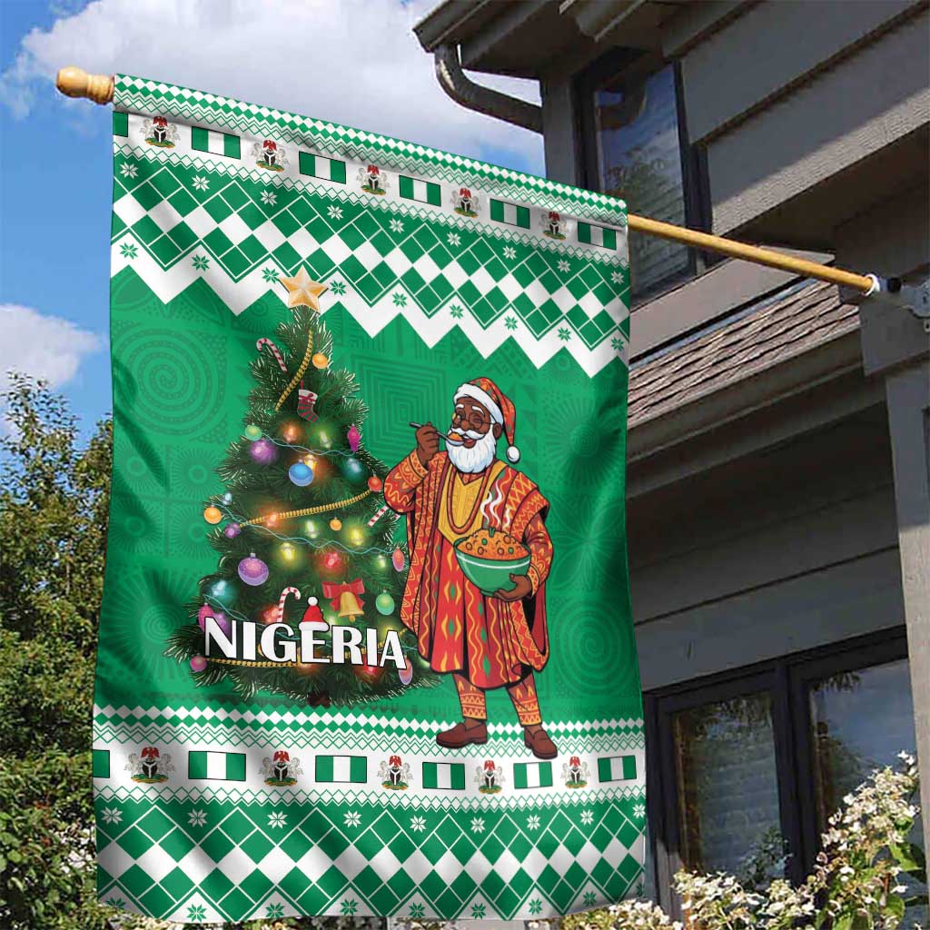Nigeria Christmas Garden Flag Black Santa With Jollof Rice - Wonder Print Shop