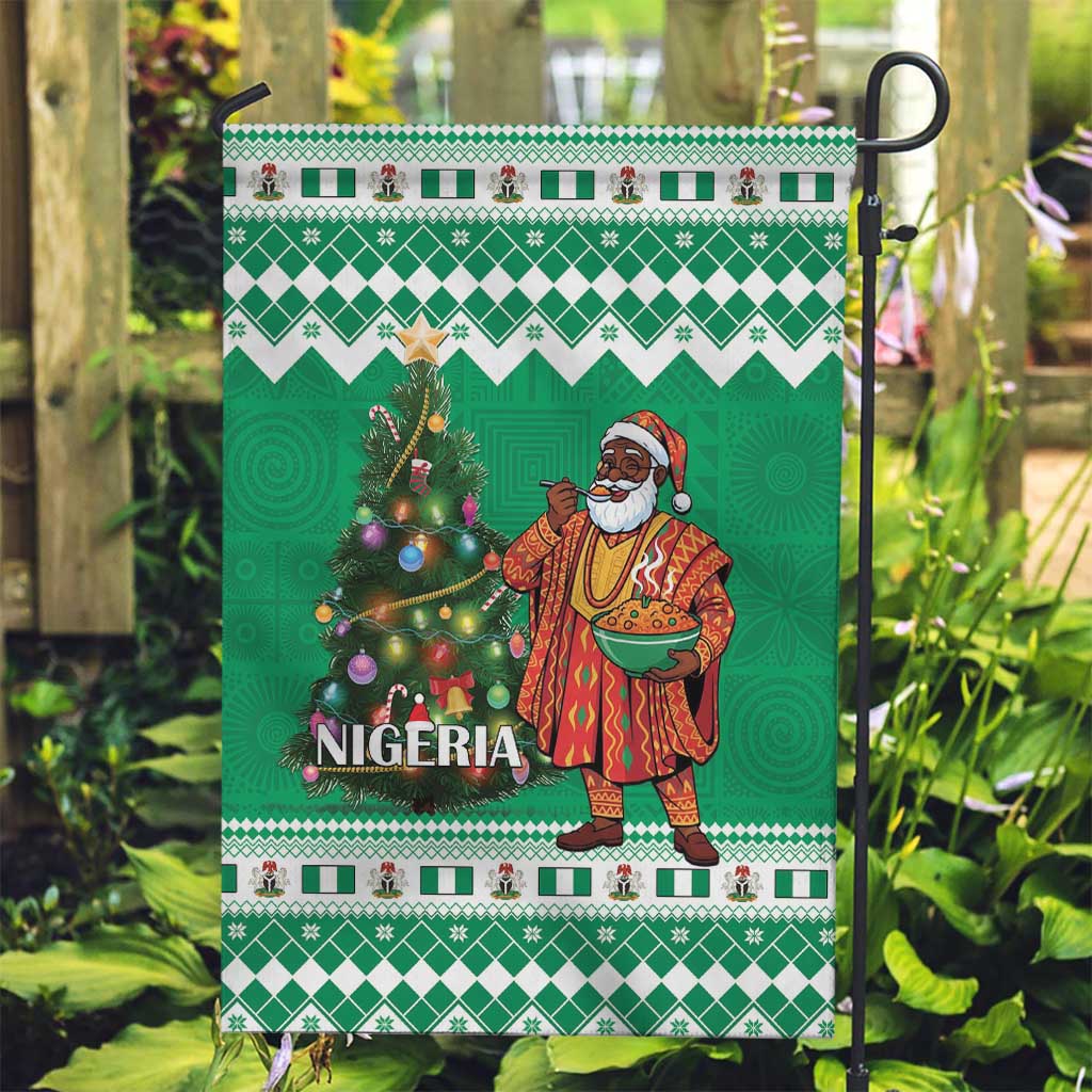 Nigeria Christmas Garden Flag Black Santa With Jollof Rice - Wonder Print Shop