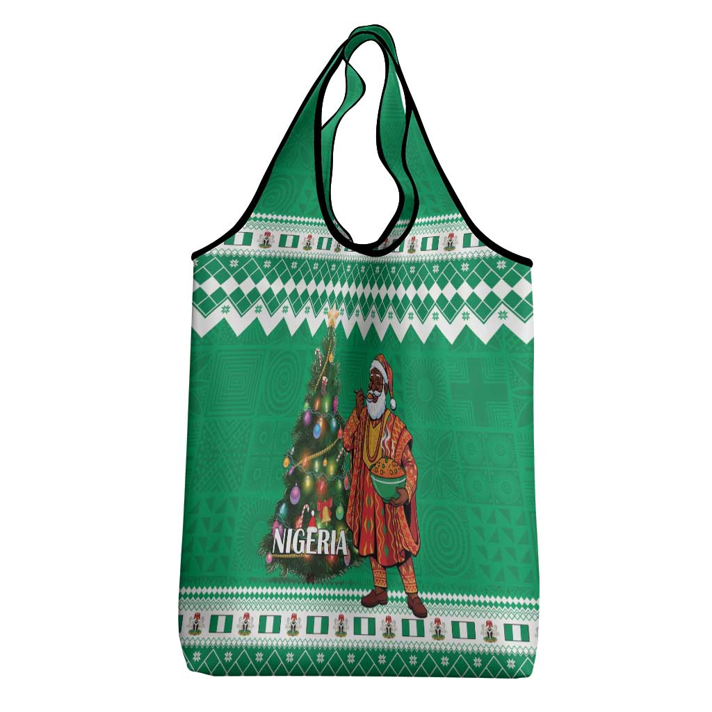 Nigeria Christmas Grocery Bag Black Santa With Jollof Rice - Wonder Print Shop