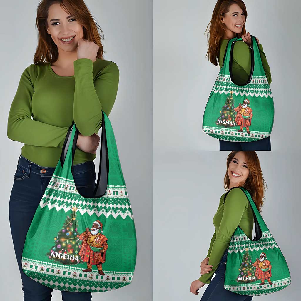 Nigeria Christmas Grocery Bag Black Santa With Jollof Rice - Wonder Print Shop