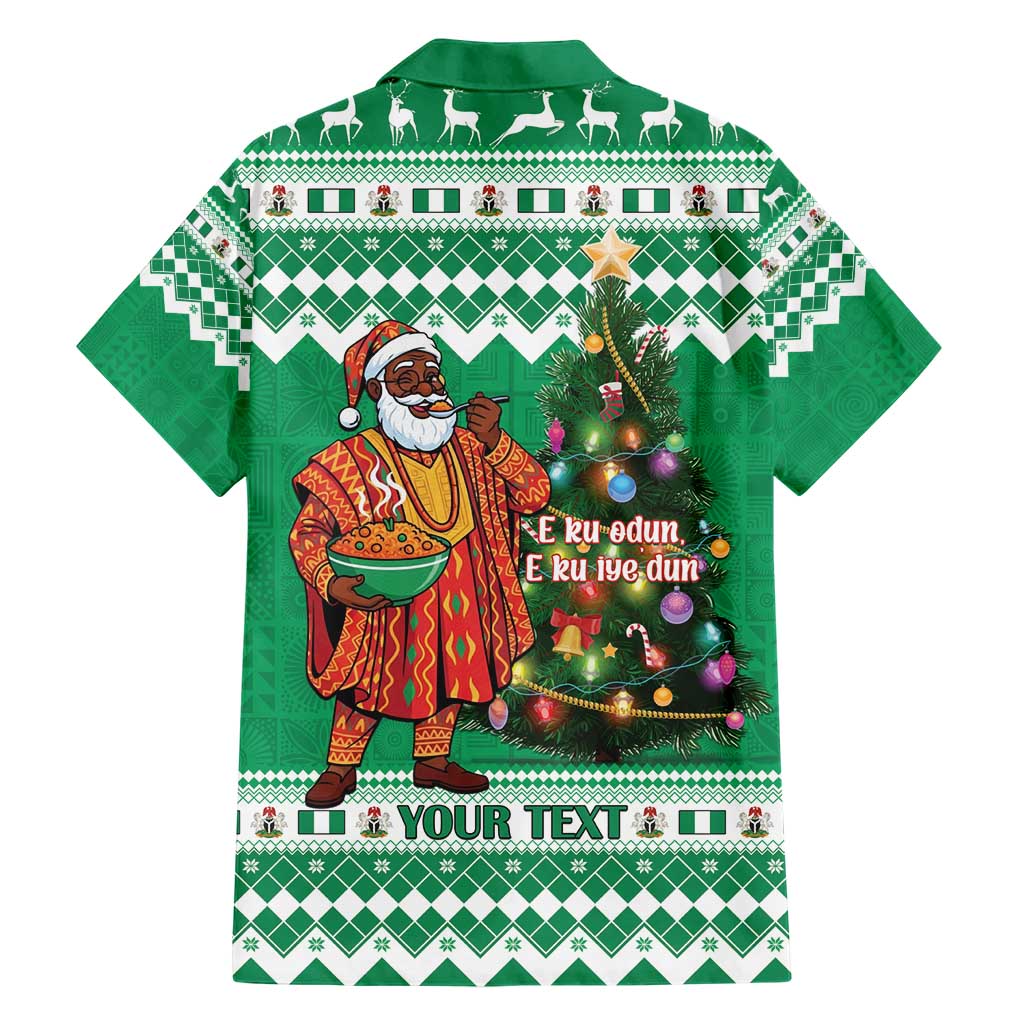 Personalized Nigeria Christmas Hawaiian Shirt Black Santa With Jollof Rice - Wonder Print Shop
