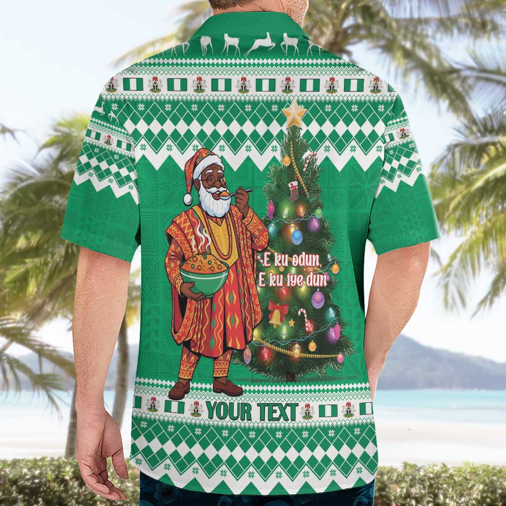 Personalized Nigeria Christmas Hawaiian Shirt Black Santa With Jollof Rice - Wonder Print Shop