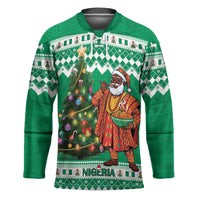 Personalized Nigeria Christmas Hockey Jersey Black Santa With Jollof Rice - Wonder Print Shop