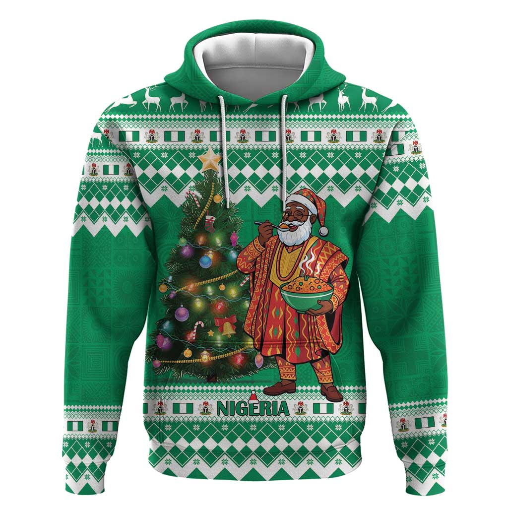 Personalized Nigeria Christmas Hoodie Black Santa With Jollof Rice - Wonder Print Shop