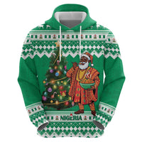 Personalized Nigeria Christmas Hoodie Black Santa With Jollof Rice - Wonder Print Shop