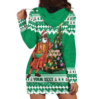 Personalized Nigeria Christmas Hoodie Dress Black Santa With Jollof Rice - Wonder Print Shop