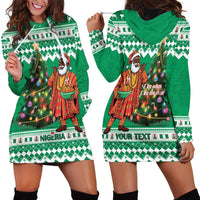 Personalized Nigeria Christmas Hoodie Dress Black Santa With Jollof Rice - Wonder Print Shop