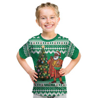 Personalized Nigeria Christmas Kid T Shirt Black Santa With Jollof Rice - Wonder Print Shop