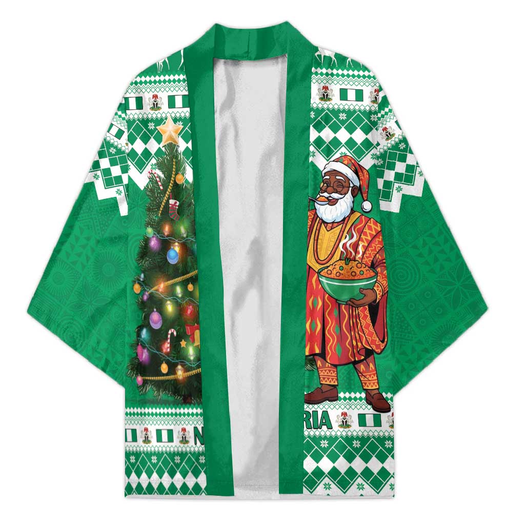 Personalized Nigeria Christmas Kimono Black Santa With Jollof Rice - Wonder Print Shop