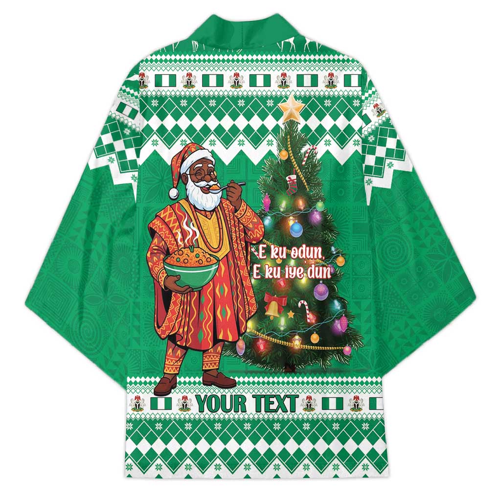 Personalized Nigeria Christmas Kimono Black Santa With Jollof Rice - Wonder Print Shop