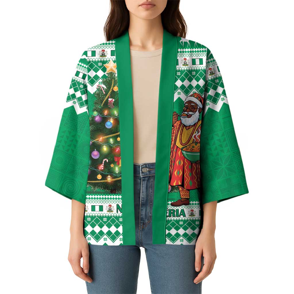 Personalized Nigeria Christmas Kimono Black Santa With Jollof Rice - Wonder Print Shop