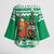Personalized Nigeria Christmas Kimono Sleeve Blouse Black Santa With Jollof Rice - Wonder Print Shop