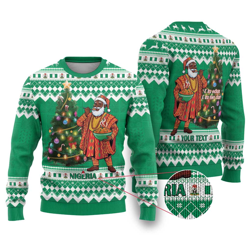 Nigeria Christmas Ugly Christmas Sweater Black Santa With Jollof Rice - Wonder Print Shop