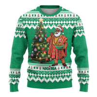 Nigeria Christmas Ugly Christmas Sweater Black Santa With Jollof Rice - Wonder Print Shop
