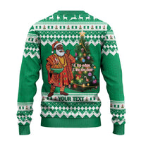 Nigeria Christmas Ugly Christmas Sweater Black Santa With Jollof Rice - Wonder Print Shop