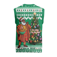 Nigeria Christmas Knitted V-Neck Vest Black Santa With Jollof Rice - Wonder Print Shop