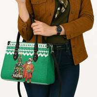 Nigeria Christmas Leather Bag Black Santa With Jollof Rice - Wonder Print Shop