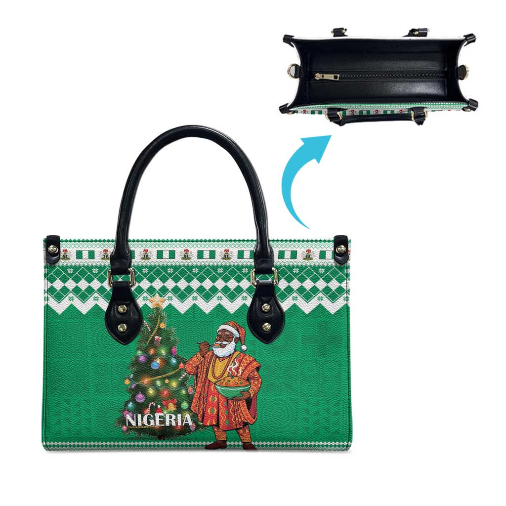 Nigeria Christmas Leather Bag Black Santa With Jollof Rice - Wonder Print Shop