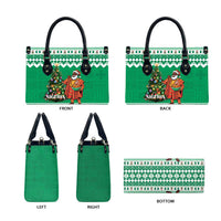 Nigeria Christmas Leather Bag Black Santa With Jollof Rice - Wonder Print Shop