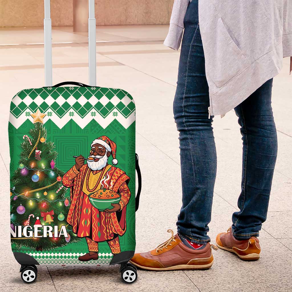 Nigeria Christmas Luggage Cover Black Santa With Jollof Rice - Wonder Print Shop