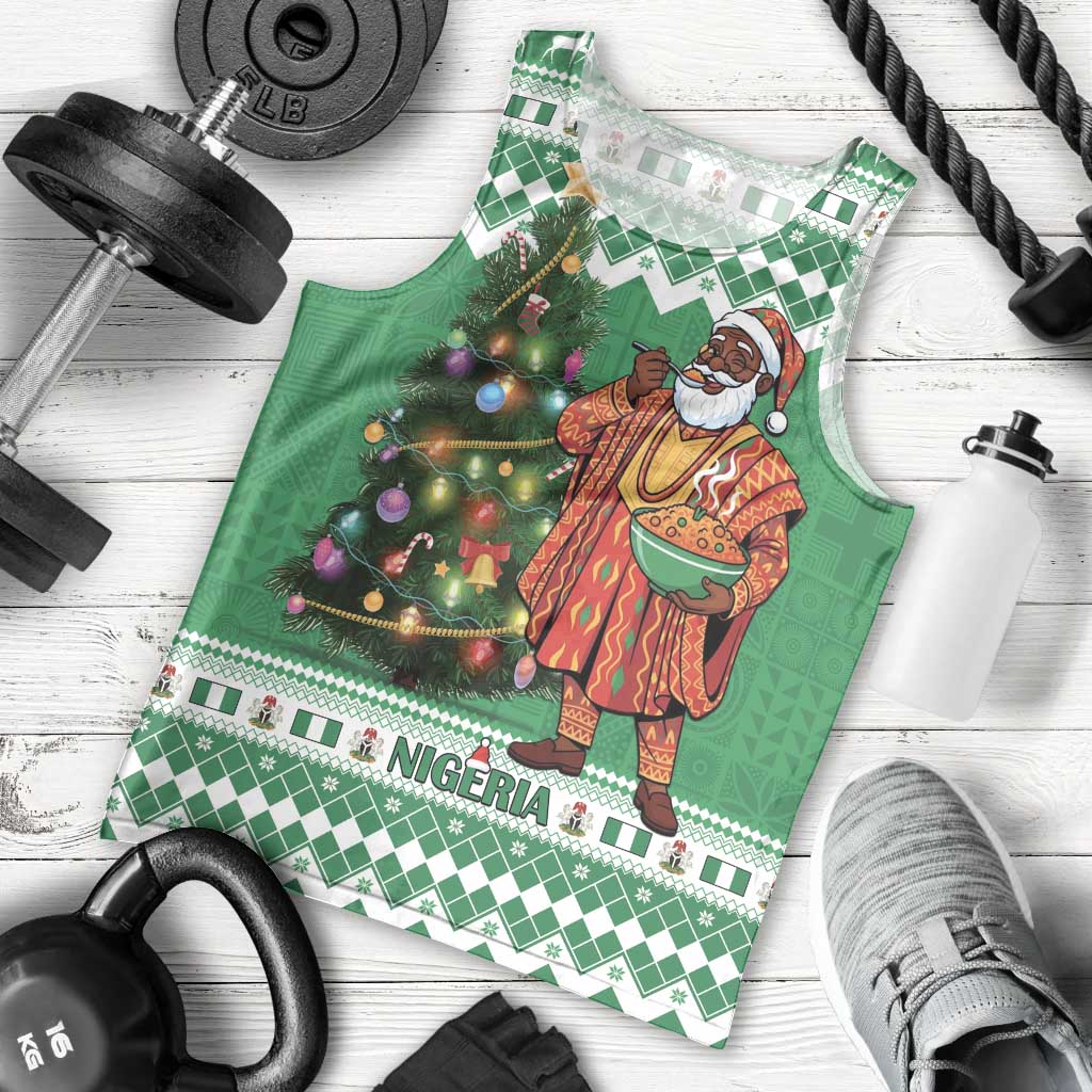 Personalized Nigeria Christmas Men Tank Top Black Santa With Jollof Rice - Wonder Print Shop