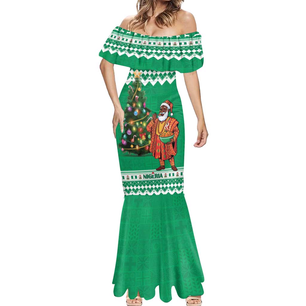 Personalized Nigeria Christmas Mermaid Dress Black Santa With Jollof Rice - Wonder Print Shop
