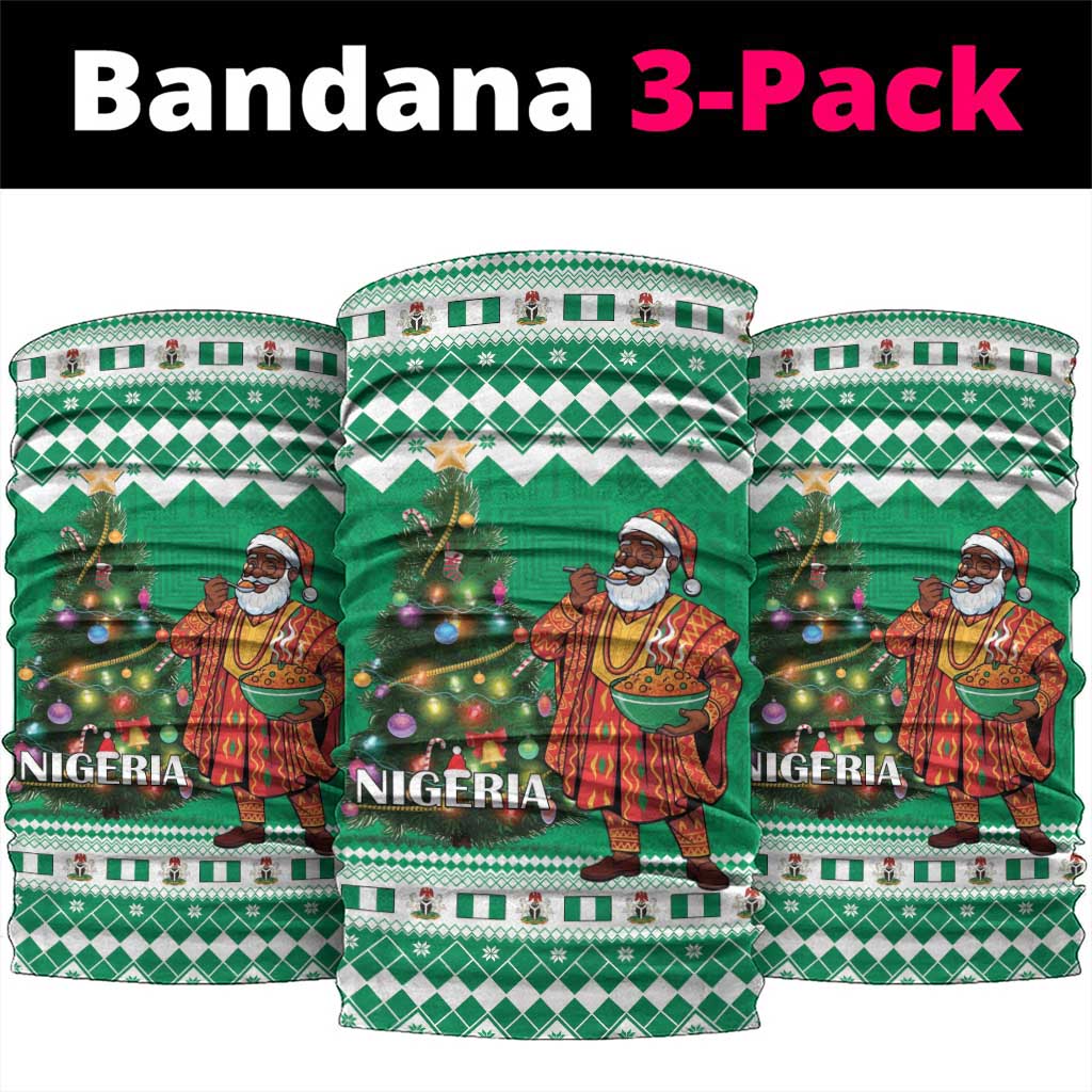 Nigeria Christmas Neck Gaiter Black Santa With Jollof Rice - Wonder Print Shop