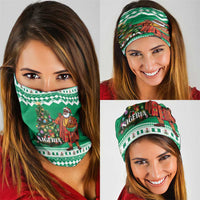 Nigeria Christmas Neck Gaiter Black Santa With Jollof Rice - Wonder Print Shop