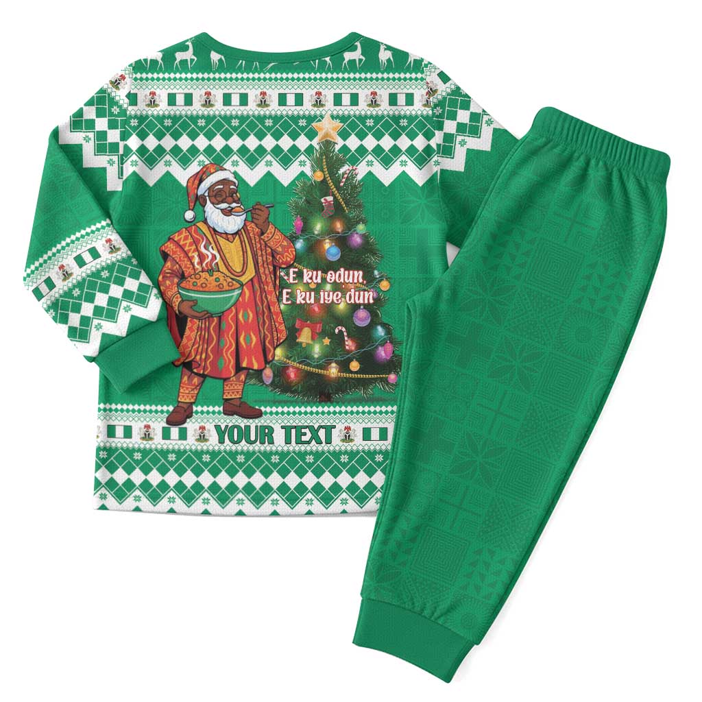 Nigeria Christmas Pajama Set Black Santa With Jollof Rice - Wonder Print Shop