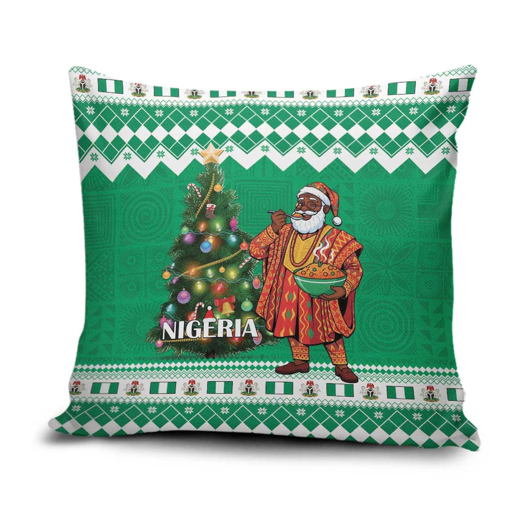 Nigeria Christmas Pillow Cover Black Santa With Jollof Rice - Wonder Print Shop