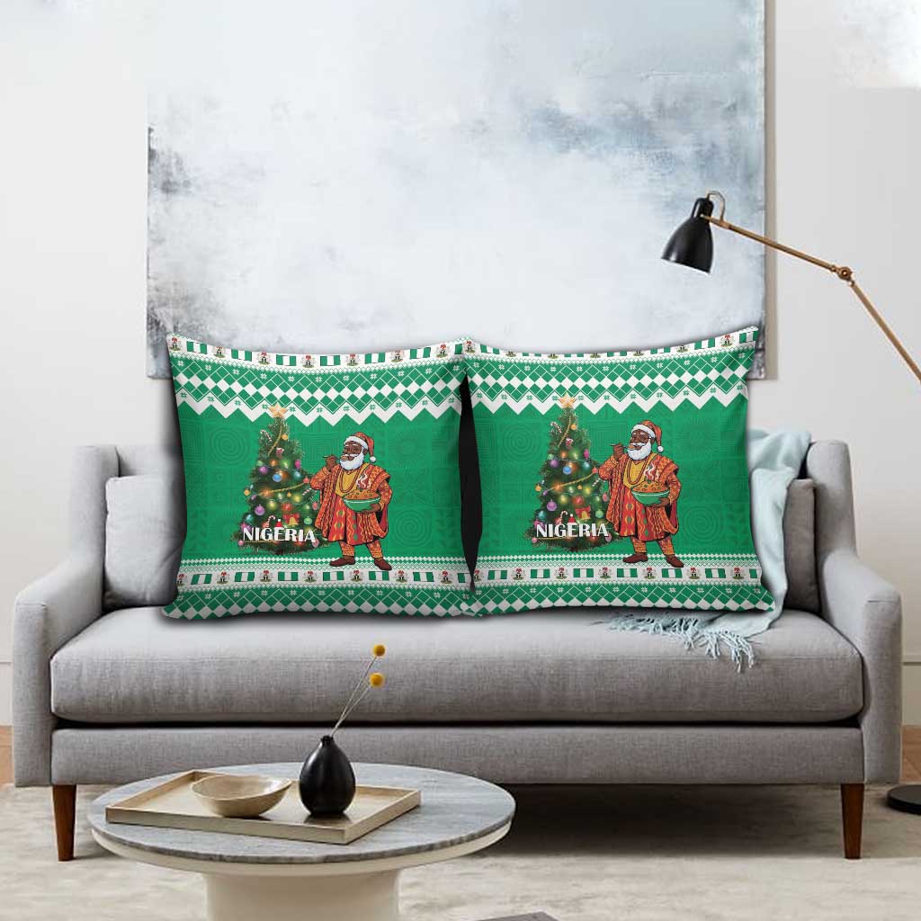 Nigeria Christmas Pillow Cover Black Santa With Jollof Rice - Wonder Print Shop