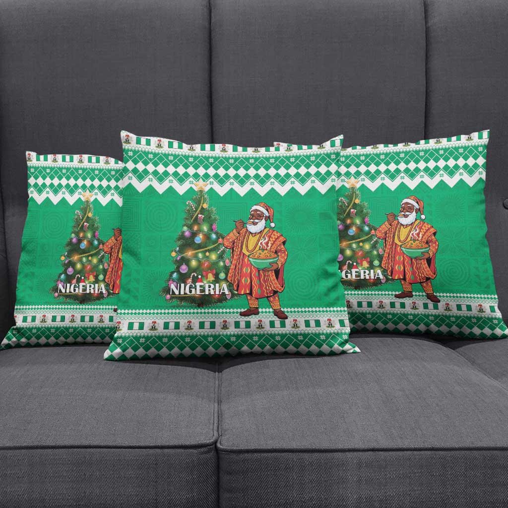 Nigeria Christmas Pillow Cover Black Santa With Jollof Rice - Wonder Print Shop