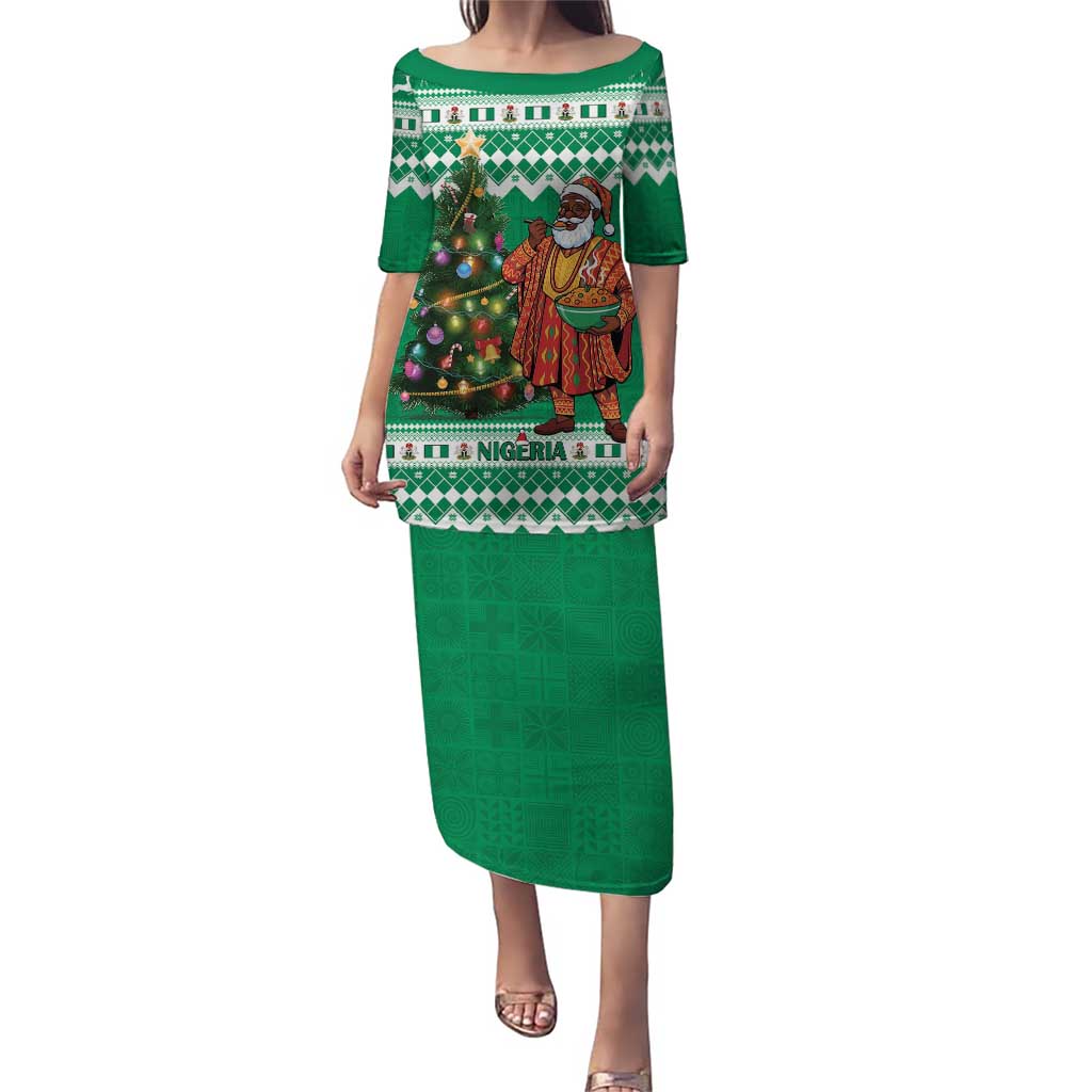 Personalized Nigeria Christmas Puletasi Black Santa With Jollof Rice - Wonder Print Shop