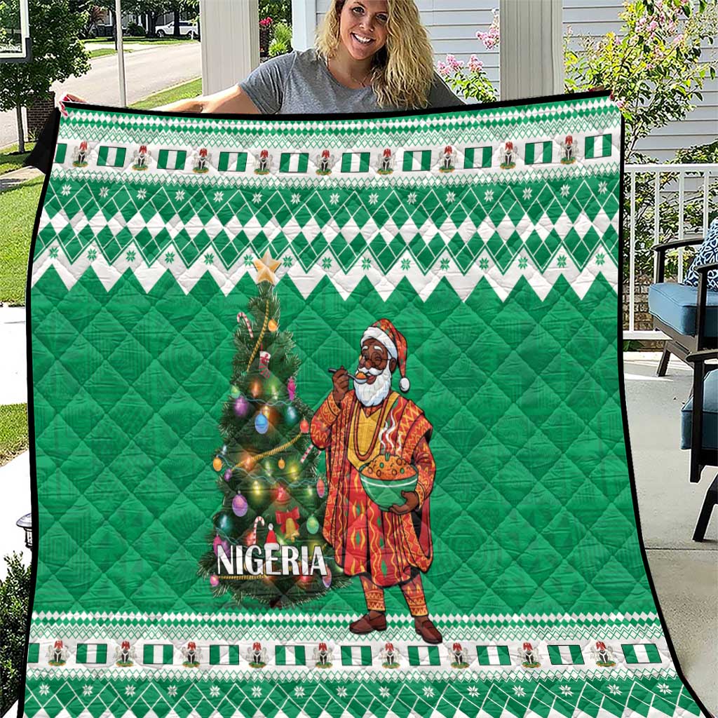 Nigeria Christmas Quilt Black Santa With Jollof Rice - Wonder Print Shop
