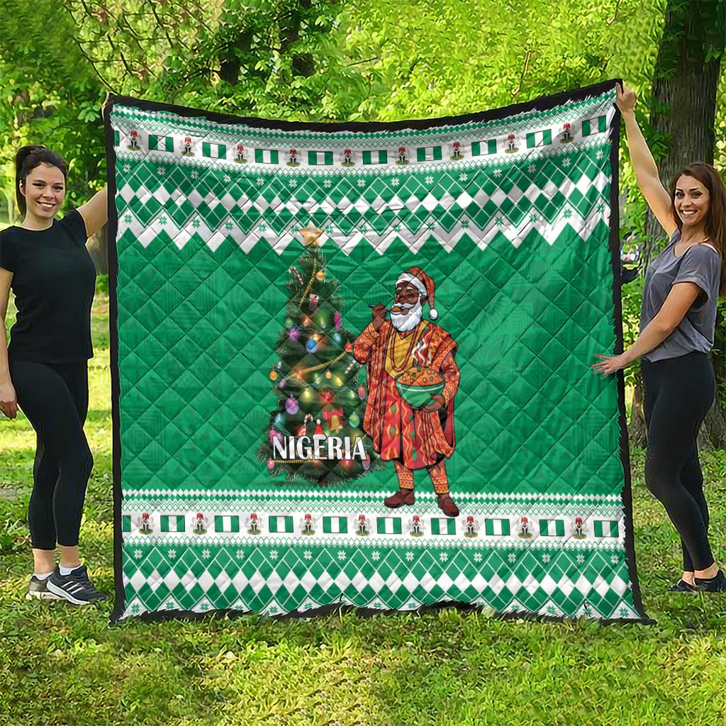Nigeria Christmas Quilt Black Santa With Jollof Rice - Wonder Print Shop