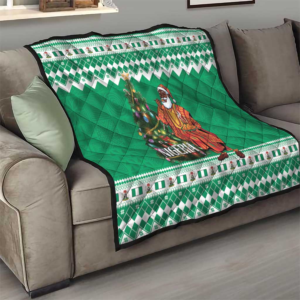 Nigeria Christmas Quilt Black Santa With Jollof Rice - Wonder Print Shop