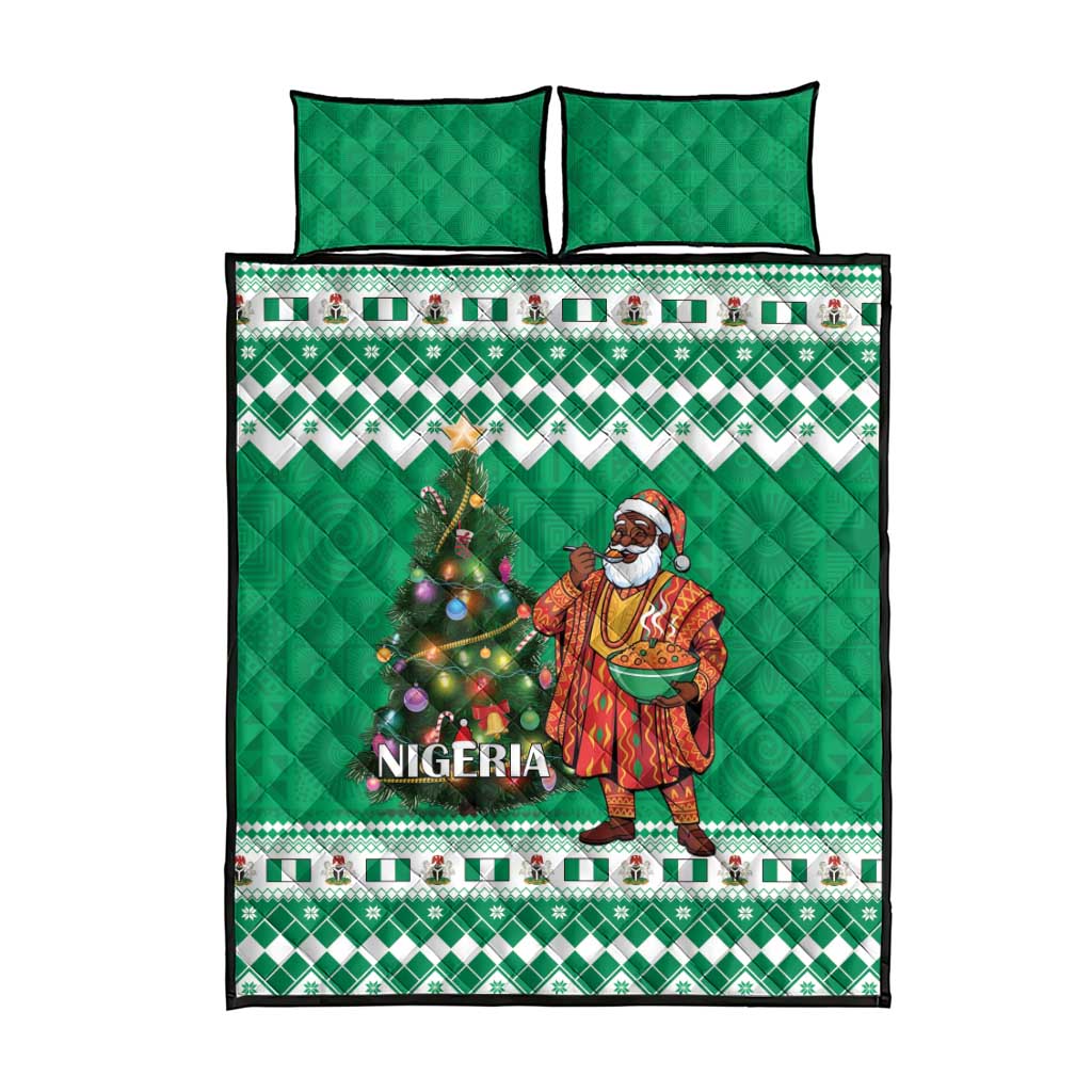 Nigeria Christmas Quilt Bed Set Black Santa With Jollof Rice - Wonder Print Shop