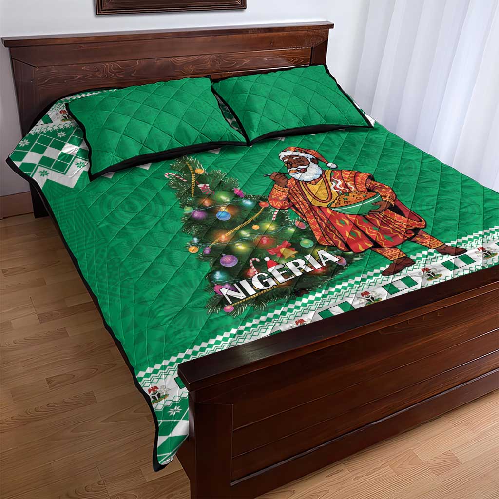 Nigeria Christmas Quilt Bed Set Black Santa With Jollof Rice - Wonder Print Shop