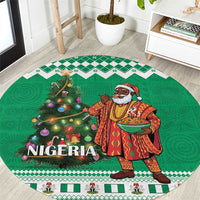 Nigeria Christmas Round Carpet Black Santa With Jollof Rice - Wonder Print Shop