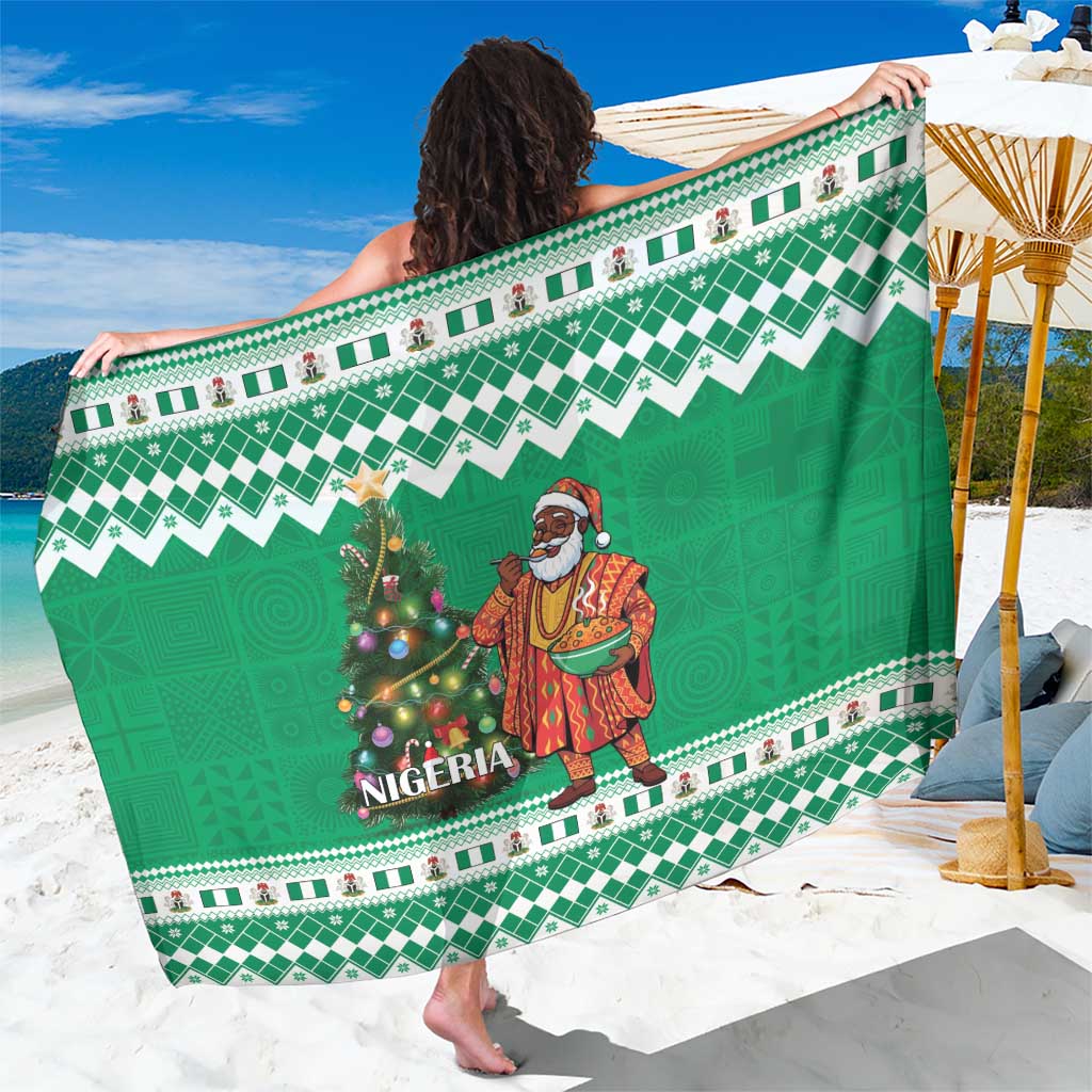 Nigeria Christmas Sarong Black Santa With Jollof Rice - Wonder Print Shop