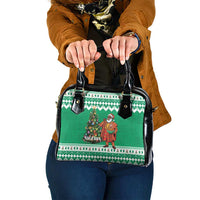 Nigeria Christmas Shoulder Handbag Black Santa With Jollof Rice - Wonder Print Shop