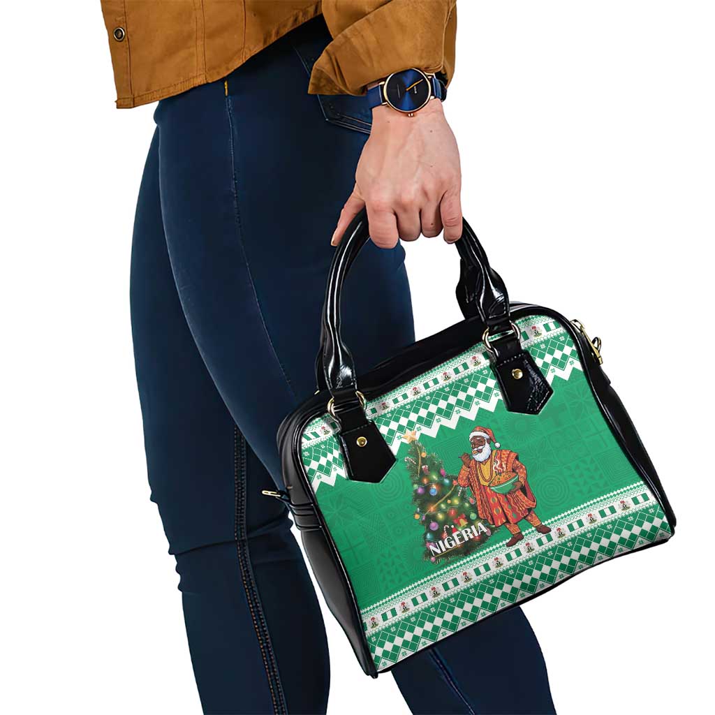 Nigeria Christmas Shoulder Handbag Black Santa With Jollof Rice - Wonder Print Shop