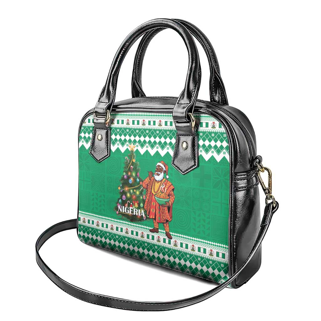 Nigeria Christmas Shoulder Handbag Black Santa With Jollof Rice - Wonder Print Shop