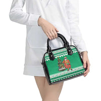 Nigeria Christmas Shoulder Handbag Black Santa With Jollof Rice - Wonder Print Shop