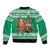 Personalized Nigeria Christmas Sleeve Zip Bomber Jacket Black Santa With Jollof Rice - Wonder Print Shop